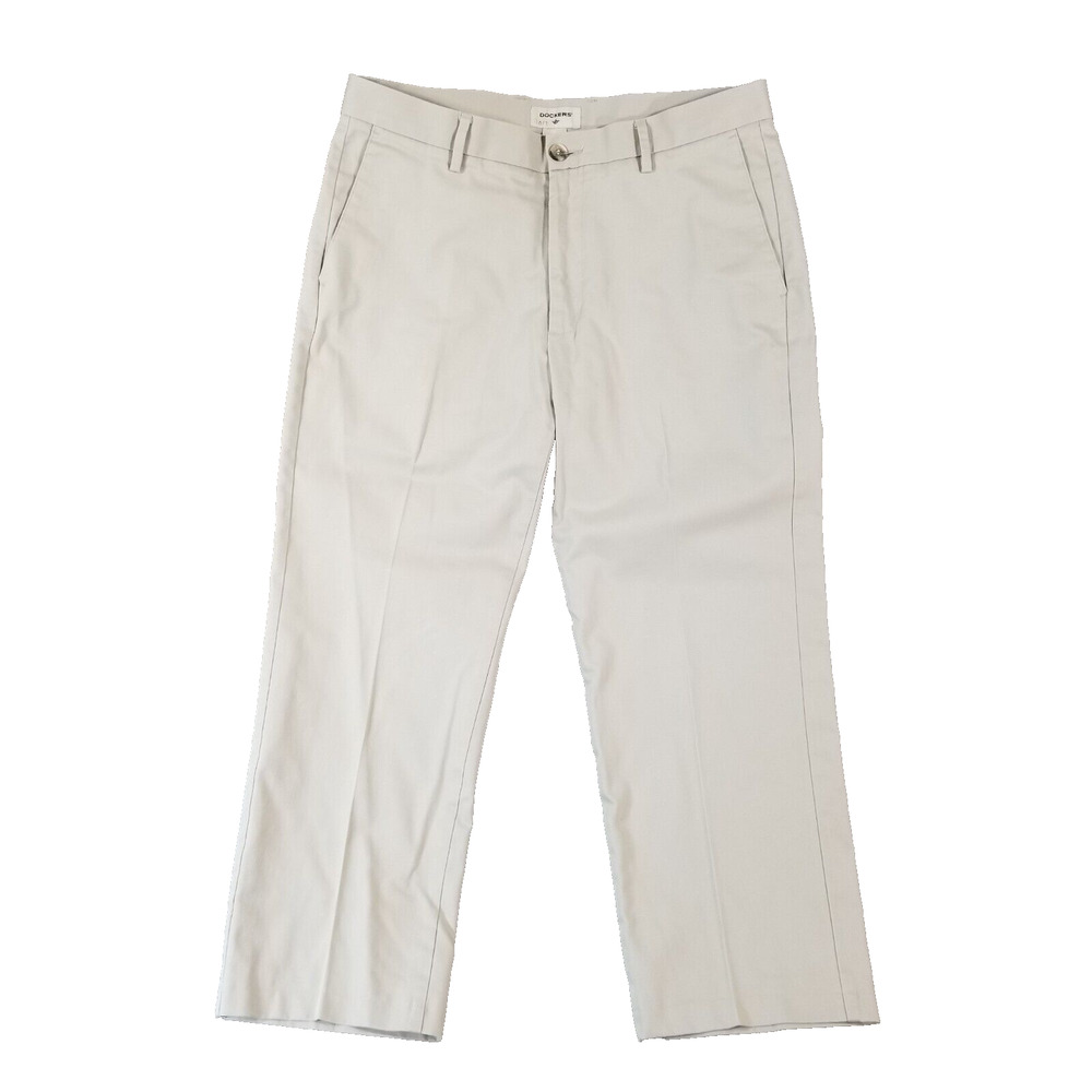 Dockers khaki chino pants men's 34x25 beige cotton Flex stretch preppy retro